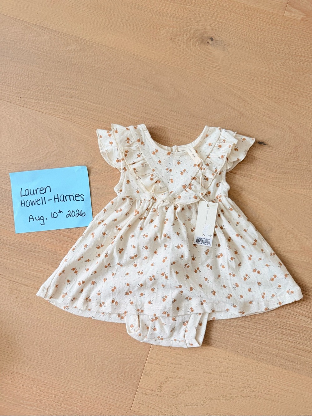 Quincy Mae Ditsy Melon Ruffle Dress BNWT 3-6M